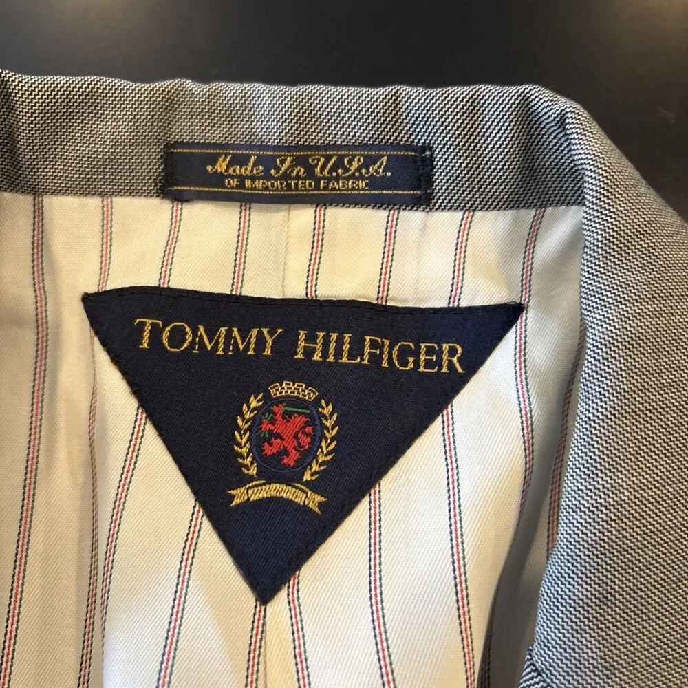 TOMMY HILFIGER Everyday Tan Virgin Wool Suit Sz42R Vintage Made In USA Americana
